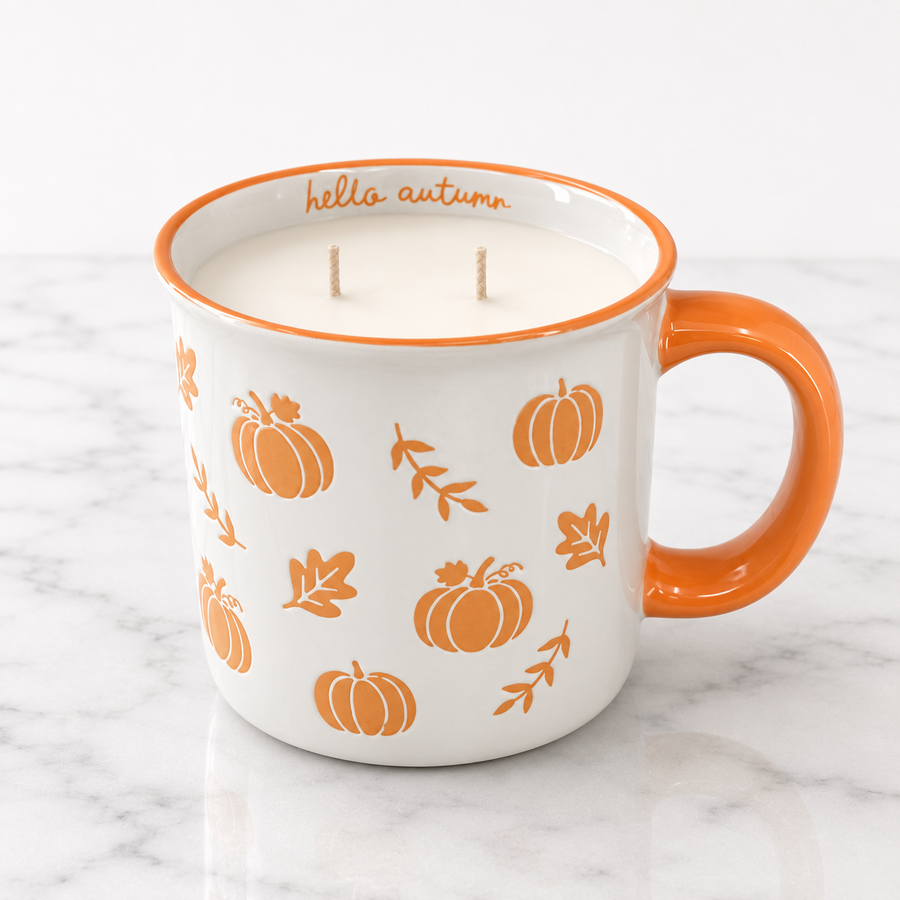24oz Embossed Pumpkin Mug Candle